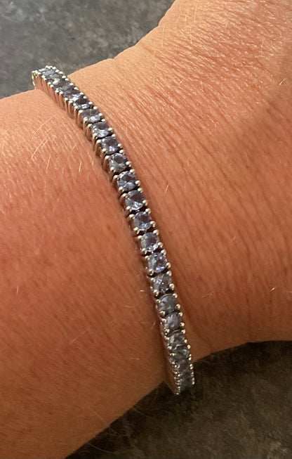 925 Tanzanite Tennis bracelet Hallmarked TGGC 20-22.5cm sterling silver 17.36g