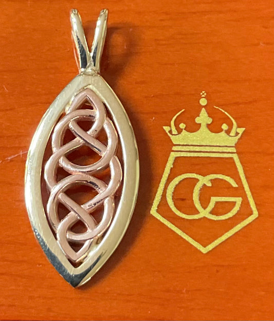 Clogau 9ct Queen Eleanor elliptical pendant in yellow and rose gold