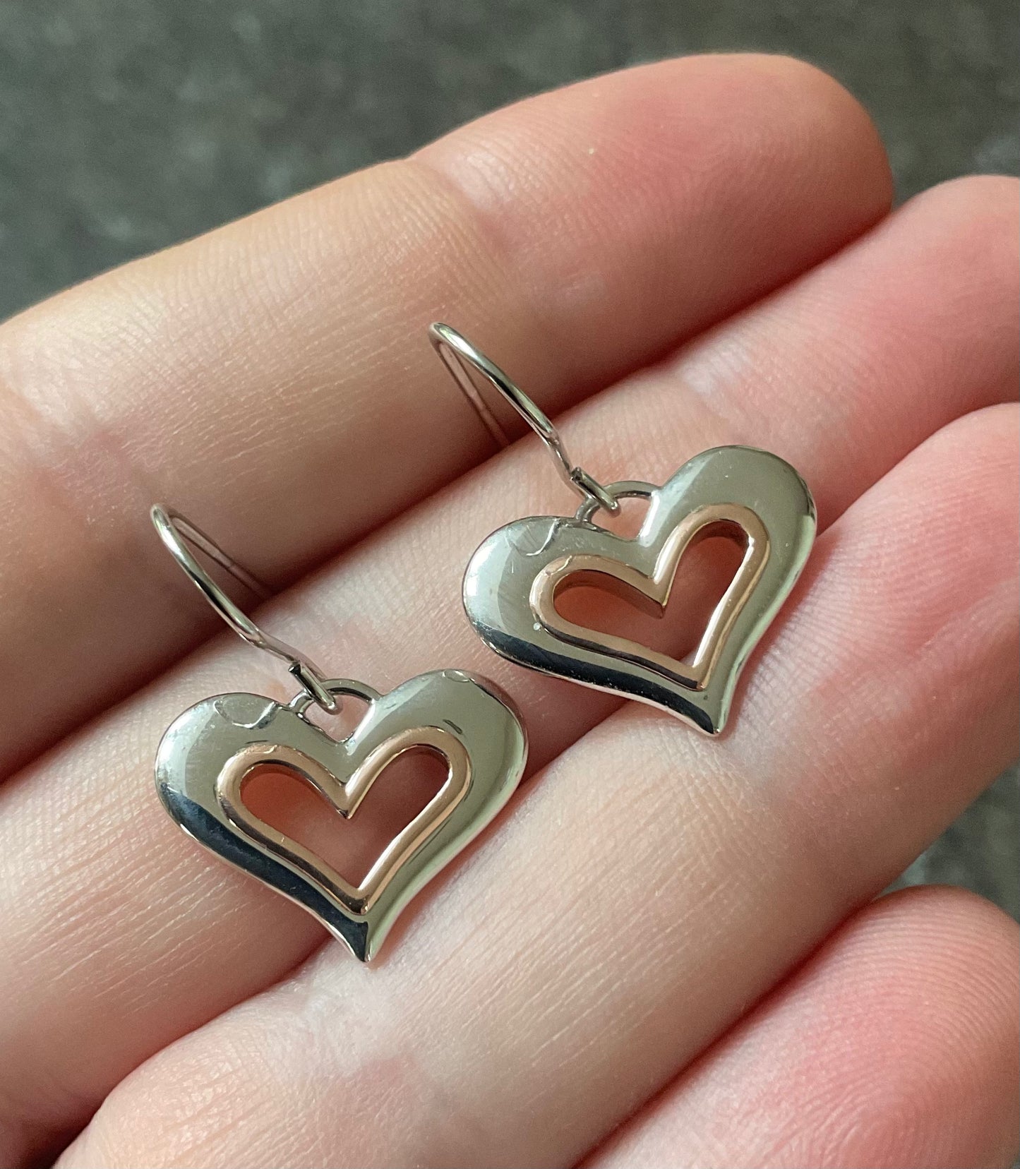 Clogau Always in my Heart necklace and earrings matching set in silver and rose gold