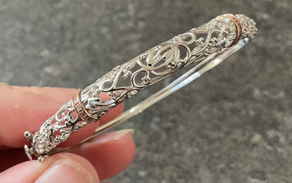 Clogau Am Byth Diamond bangle bracelet in silver and rose gold