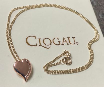 Clogau 9ct Cariad Heart 18” necklace in yellow and rose gold