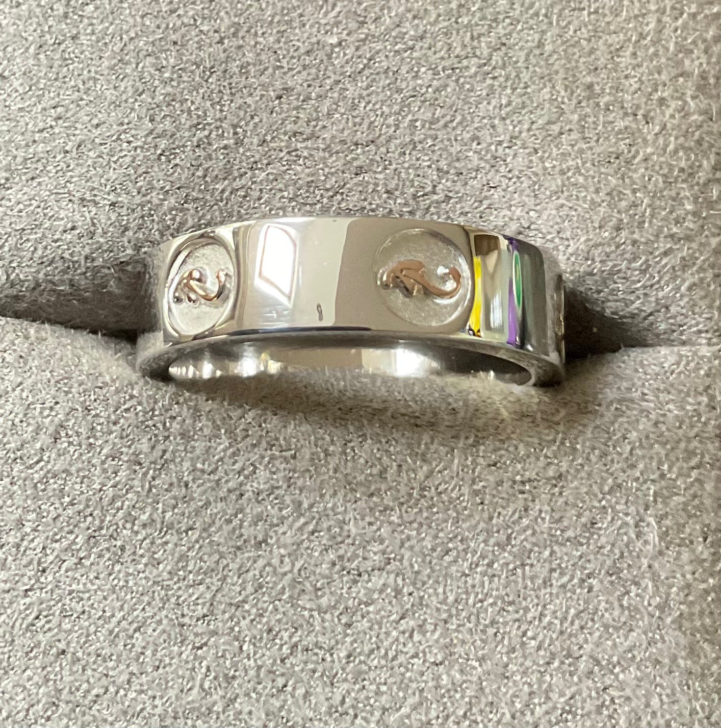Unisex Clogau Insignia wide band ring size S 6mm in silver and rose gold