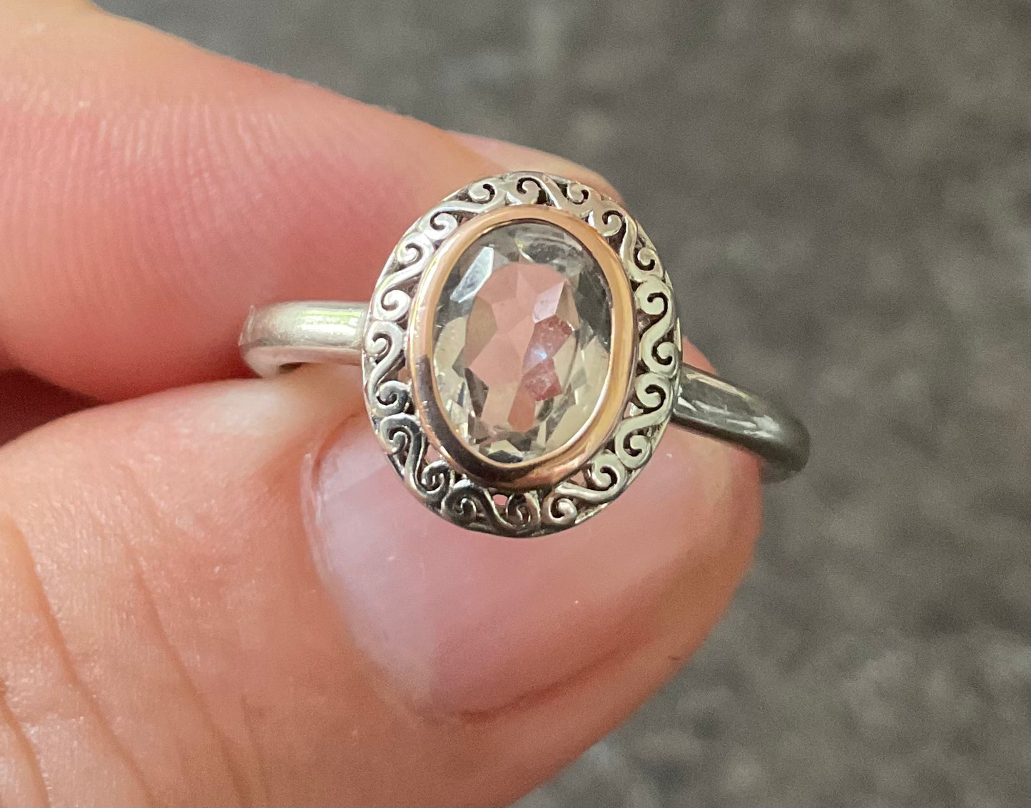 Clogau Magical Alice Looking Glass white topaz ring size Q in silver and rose gold