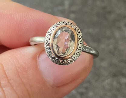 Clogau Magical Alice Looking Glass white topaz ring size Q in silver and rose gold