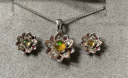 Clogau Lotus Flower Opal earrings (£150) & 18-22” necklace (£150) set (£275) Pink & White topaz