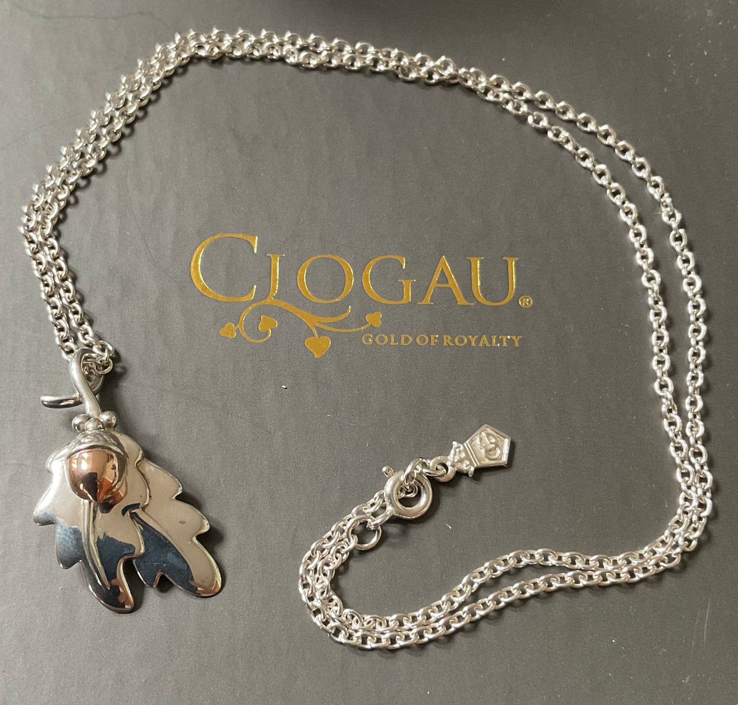 Clogau Royal Oak pendant necklace in silver and rose gold 18”