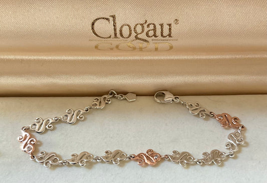 Clogau Serenade Diamond bracelet in silver and rose gold 18.5cm