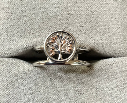 Clogau Tree of Life Circle Double Band ring size K1/2-L in silver and rose gold