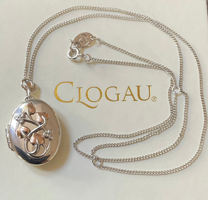 Clogau Tree of Life Diamond Locket 18-22” necklace in silver and rose double photo