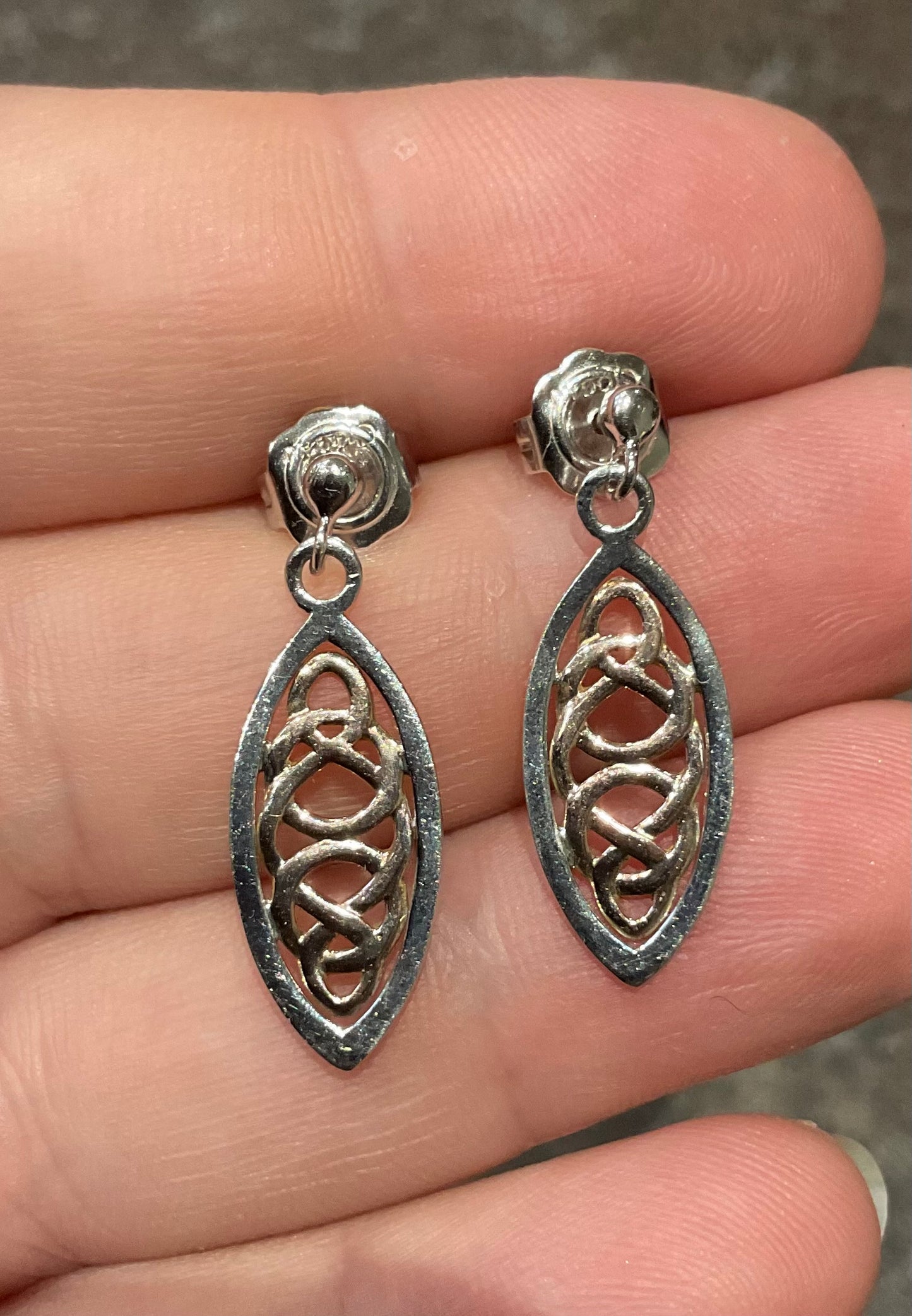 Clogau Queen Eleanor elliptical drop earrings in 925 sterling silver and 9ct rose gold