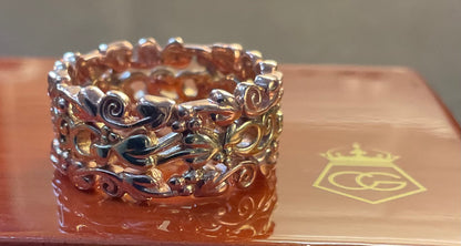 Clogau 9ct Tree of Life wide triple row ring size M1/2- N yellow and rose gold 7.21g