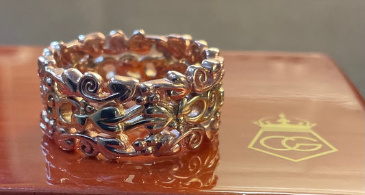 Clogau 9ct Tree of Life wide triple row ring size M1/2- N yellow and rose gold 7.21g