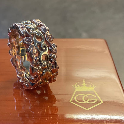 Clogau 9ct Tree of Life wide triple row ring size M1/2- N yellow and rose gold 7.21g