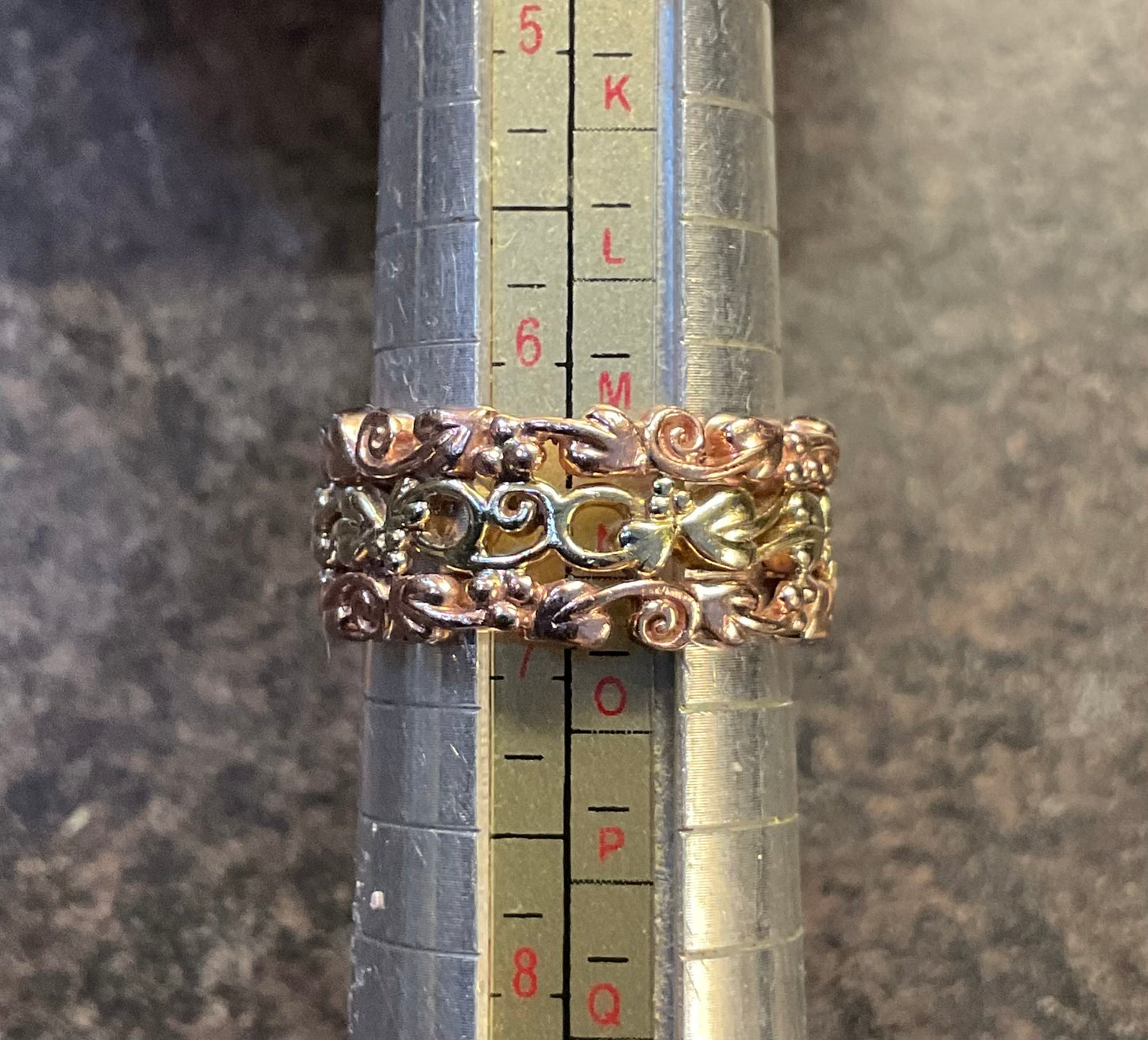 Clogau 9ct Tree of Life wide triple row ring size M1/2- N yellow and rose gold 7.21g