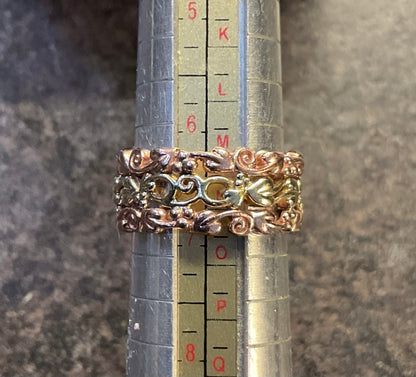 Clogau 9ct Tree of Life wide triple row ring size M1/2- N yellow and rose gold 7.21g