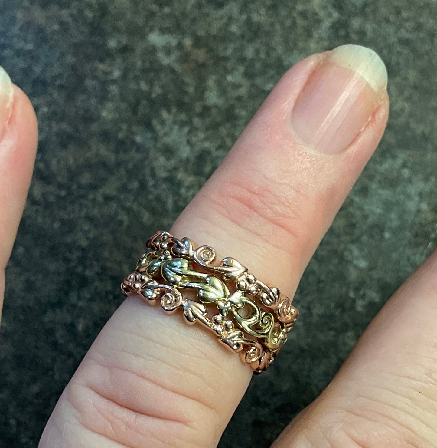Clogau 9ct Tree of Life wide triple row ring size M1/2- N yellow and rose gold 7.21g