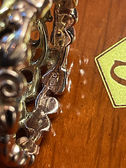 Clogau 9ct 3 row wide band ring in yellow and rose gold size L 7g