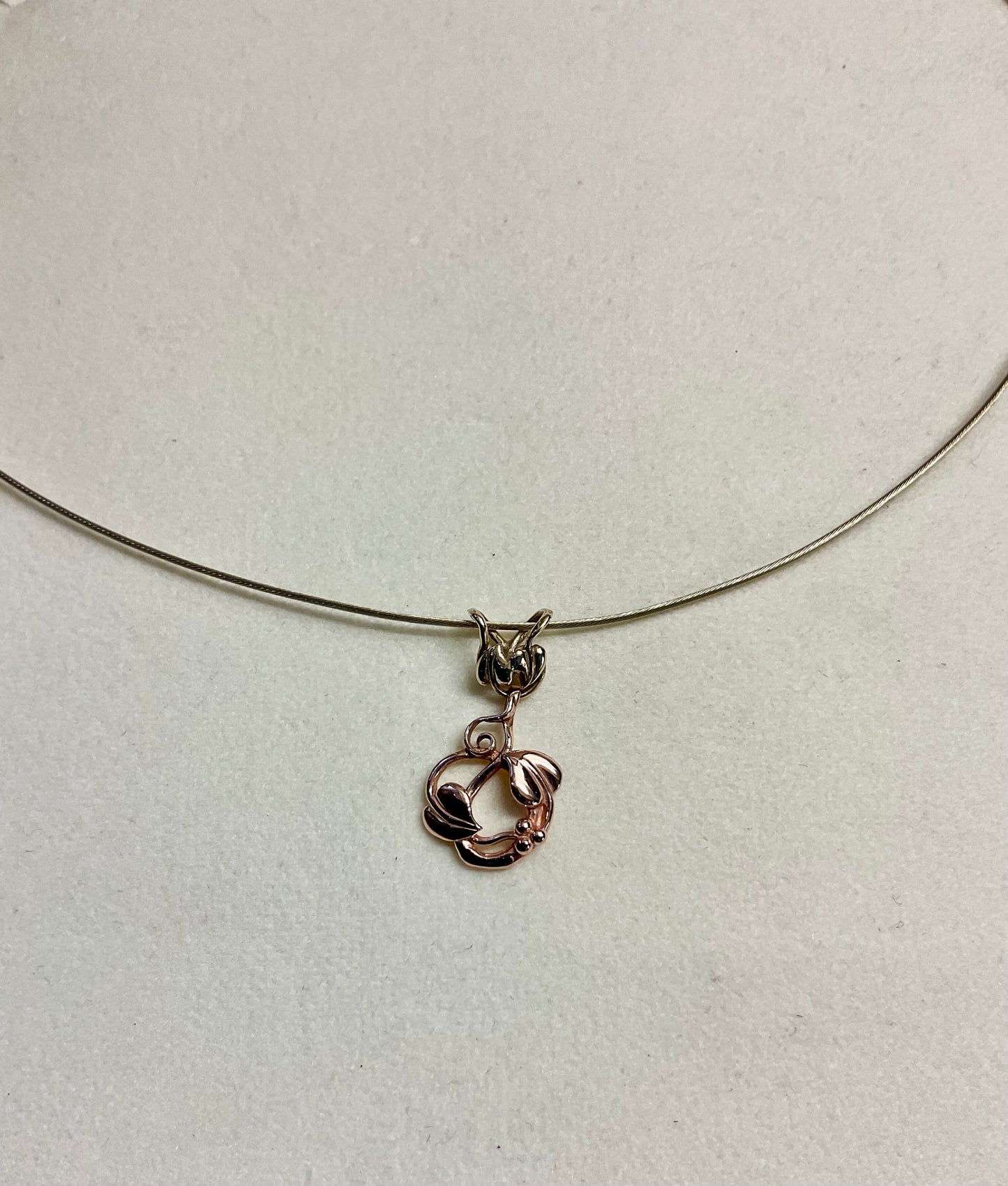 Vintage Clogau 9ct Tree of Life yellow and rose gold pendant on 14ct yellow gold 16” wire chain necklace