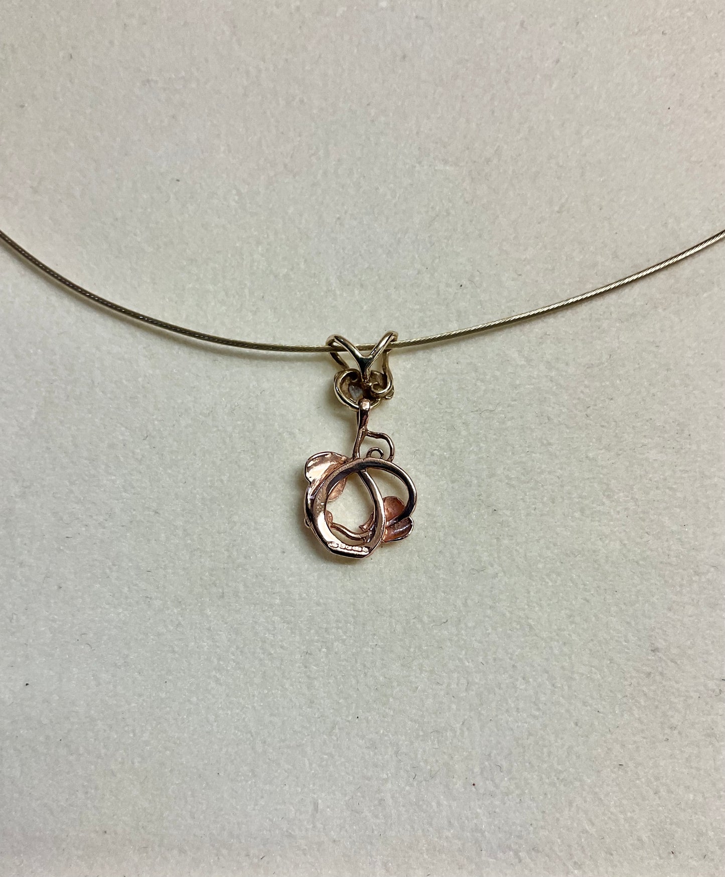 Vintage Clogau 9ct Tree of Life yellow and rose gold pendant on 14ct yellow gold 16” wire chain necklace