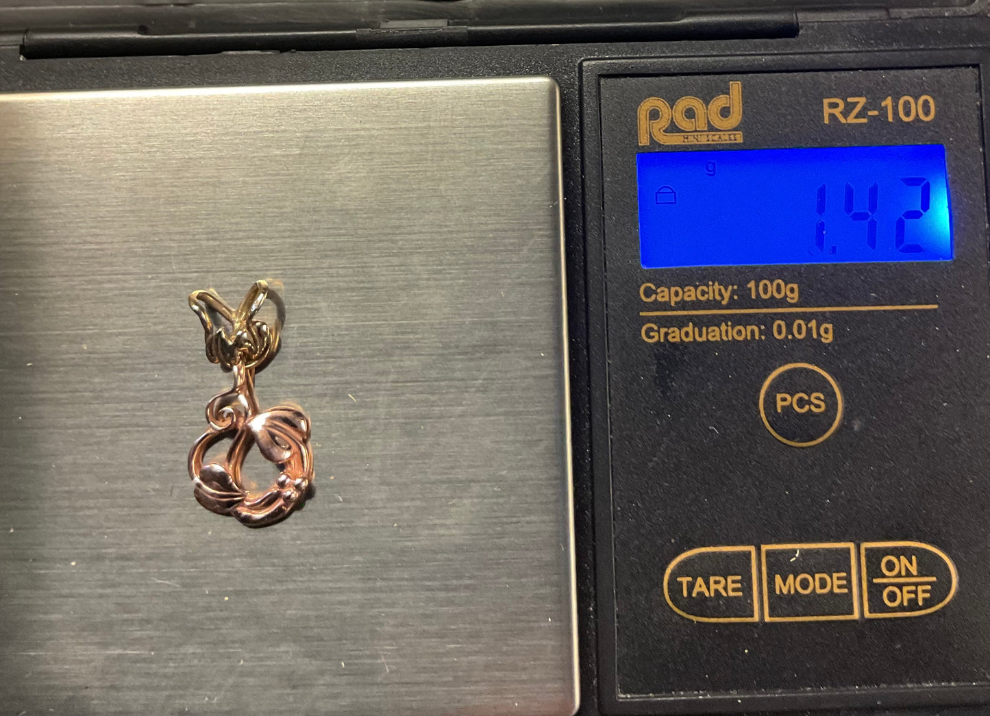 Vintage Clogau 9ct Tree of Life yellow and rose gold pendant on 14ct yellow gold 16” wire chain necklace
