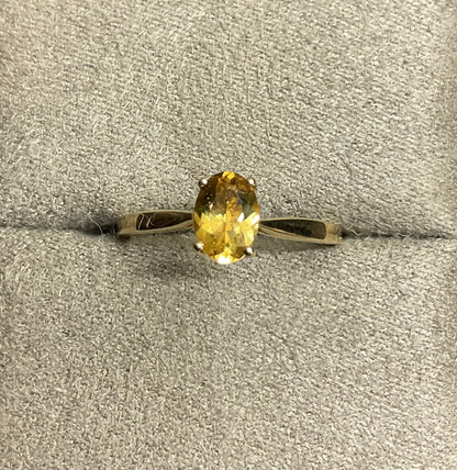 10K yellow gemstone oval solitaire ring size N1/2 yellow gold hallmarked TGGC