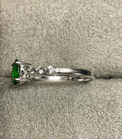 9ct Chrome diopside and white zircon ring size N white gold