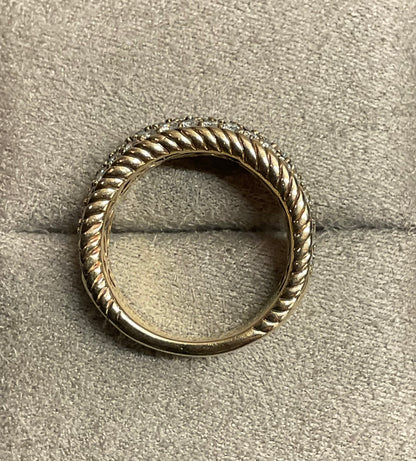 Sonia Bitton 9ct gold diamond designer 3 row rope edge ring size N1/2-O 7.77g