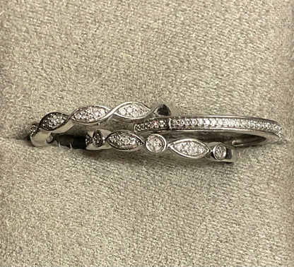 3 x 9ct White Gold Diamond stacking band rings size O1/2 - P RRP £699