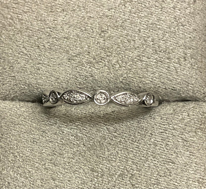 3 x 9ct White Gold Diamond stacking band rings size O1/2 - P RRP £699