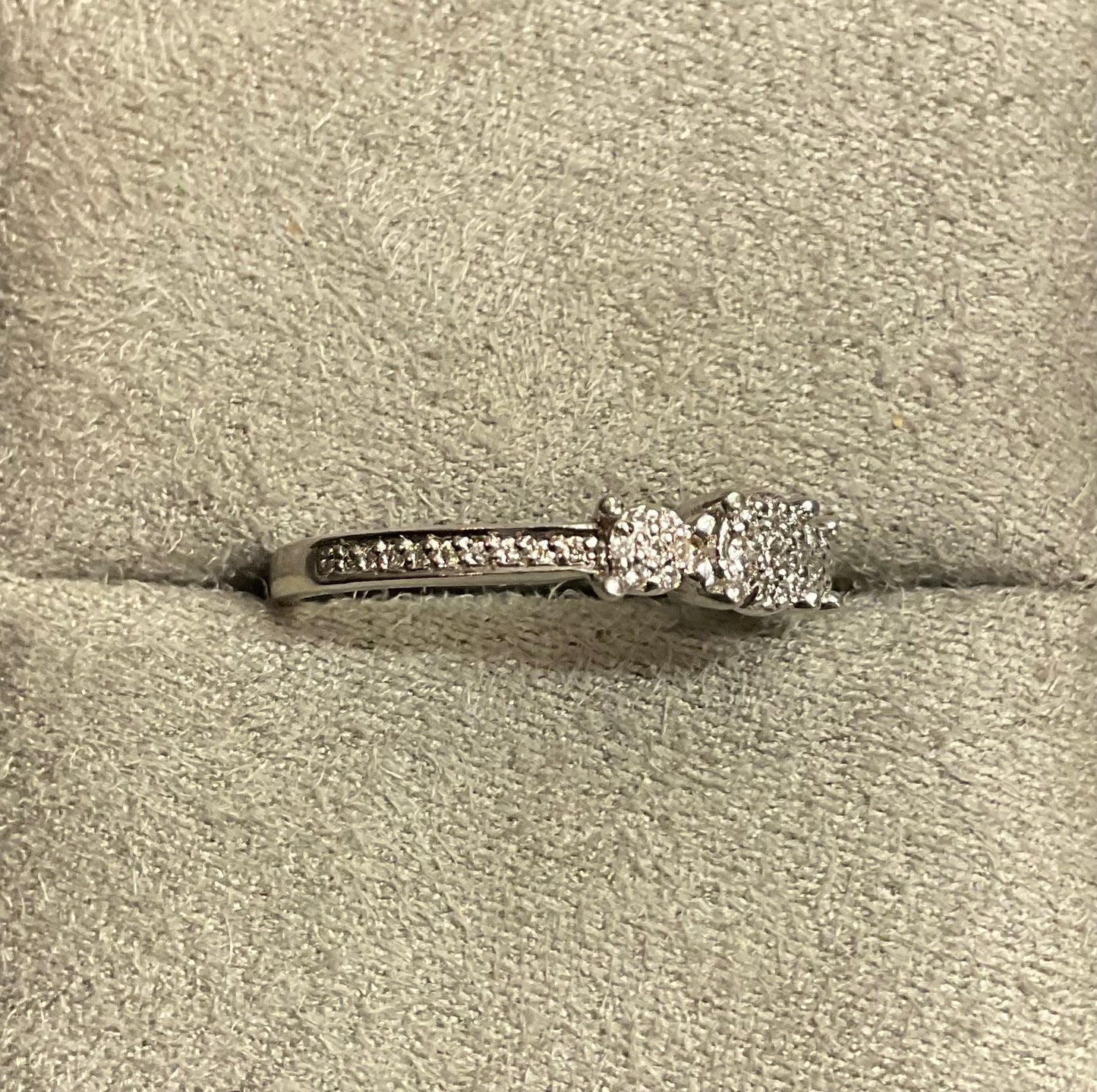9ct Diamond trilogy cluster ring white gold size N1/2