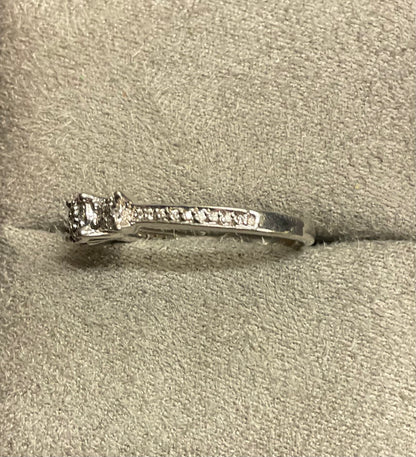 9ct Diamond trilogy cluster ring white gold size N1/2