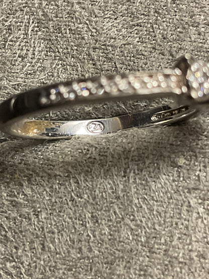 9ct Diamond trilogy cluster ring white gold size N1/2