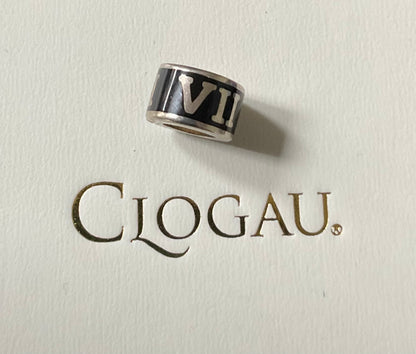 Rare Clogau Black enamel Roman Numerals milestones barrel pendant charm in silver and rose gold