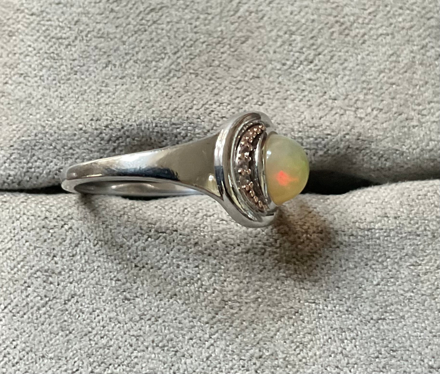 Clogau Serenade Opal and Diamond ring size L in silver and rose gold