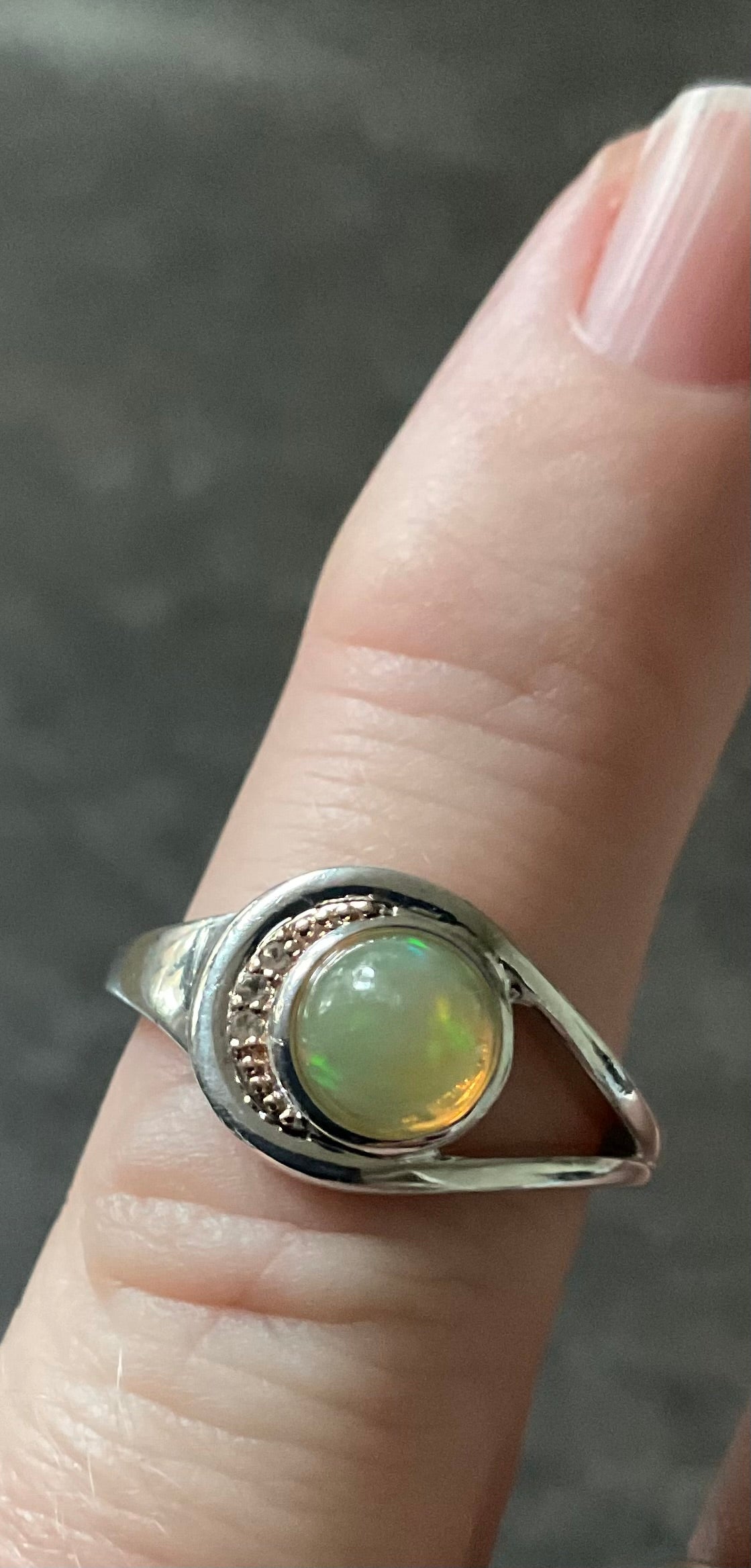 Clogau Serenade Opal and Diamond ring size L in silver and rose gold