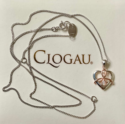 Clogau Dwynwen Opal necklace and matching stud earrings in silver and rose gold (ring has sold)