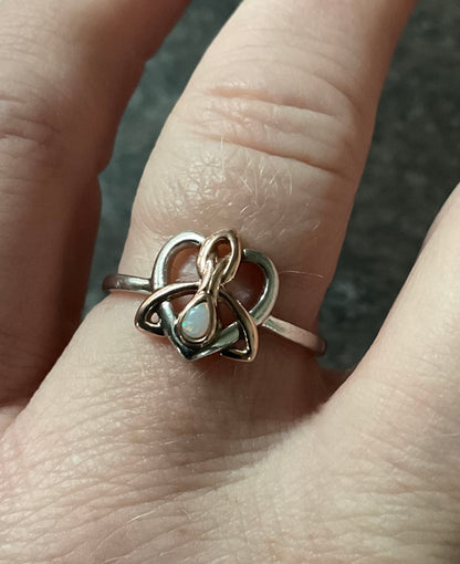 Clogau Dwynwen Opal necklace and matching stud earrings in silver and rose gold (ring has sold)
