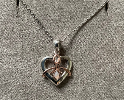 Clogau Dwynwen Opal necklace and matching stud earrings in silver and rose gold (ring has sold)