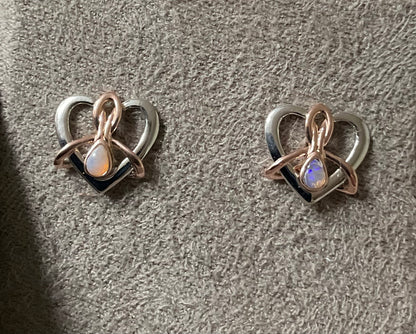 Clogau Dwynwen Opal necklace and matching stud earrings in silver and rose gold (ring has sold)