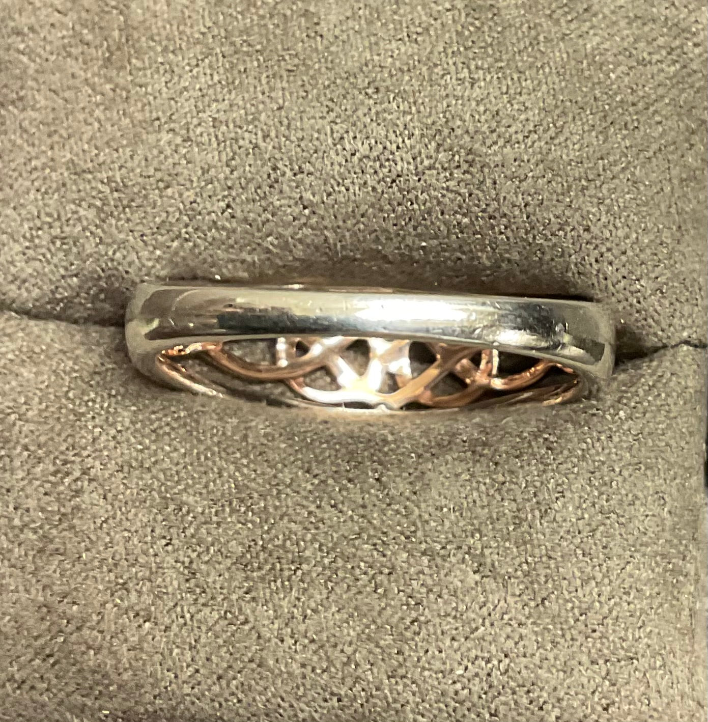 Clogau Welsh Royalty Celtic Knot ring size W in silver and rose gold RRP £250