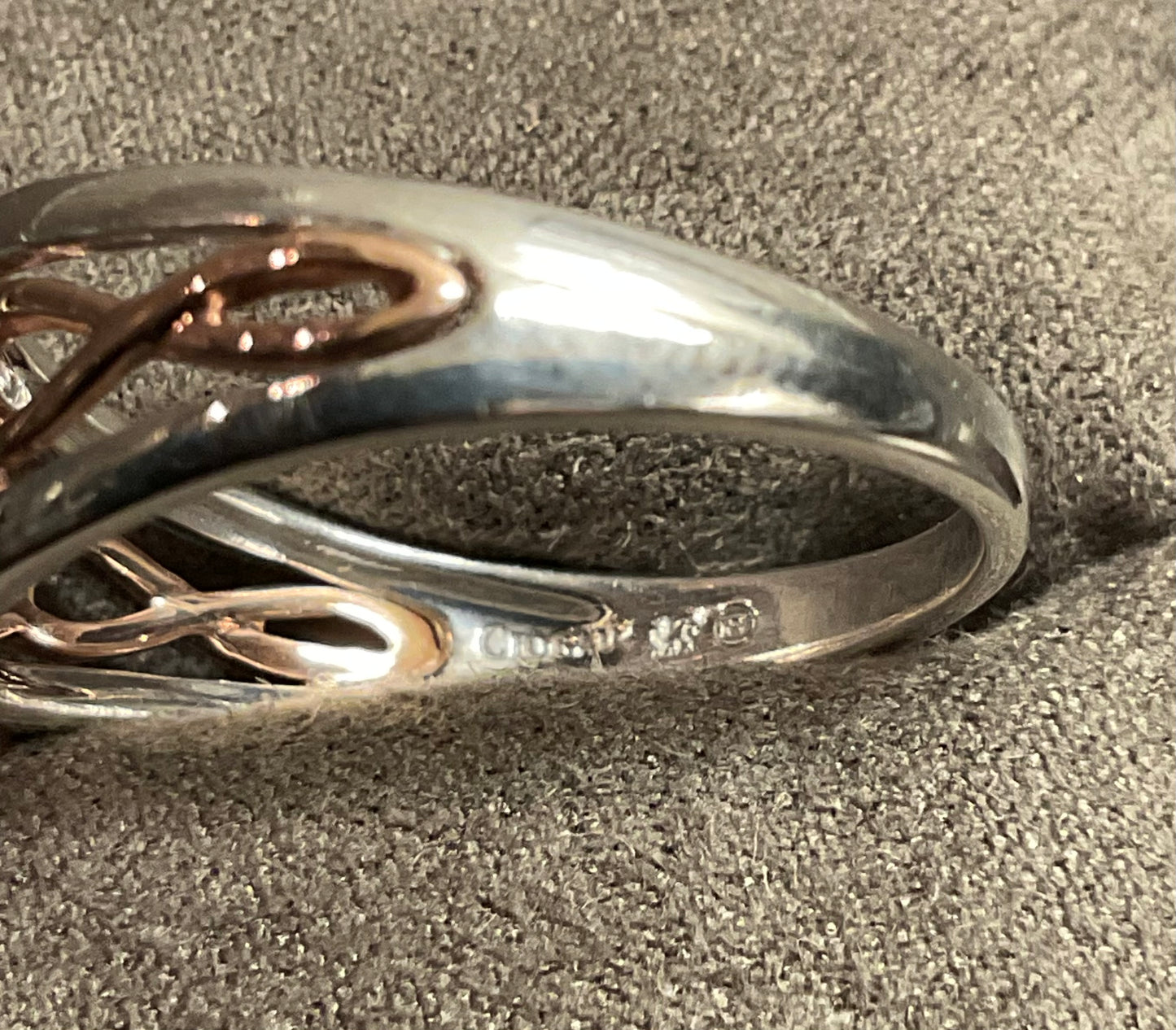 Clogau Welsh Royalty Celtic Knot ring size W in silver and rose gold RRP £250
