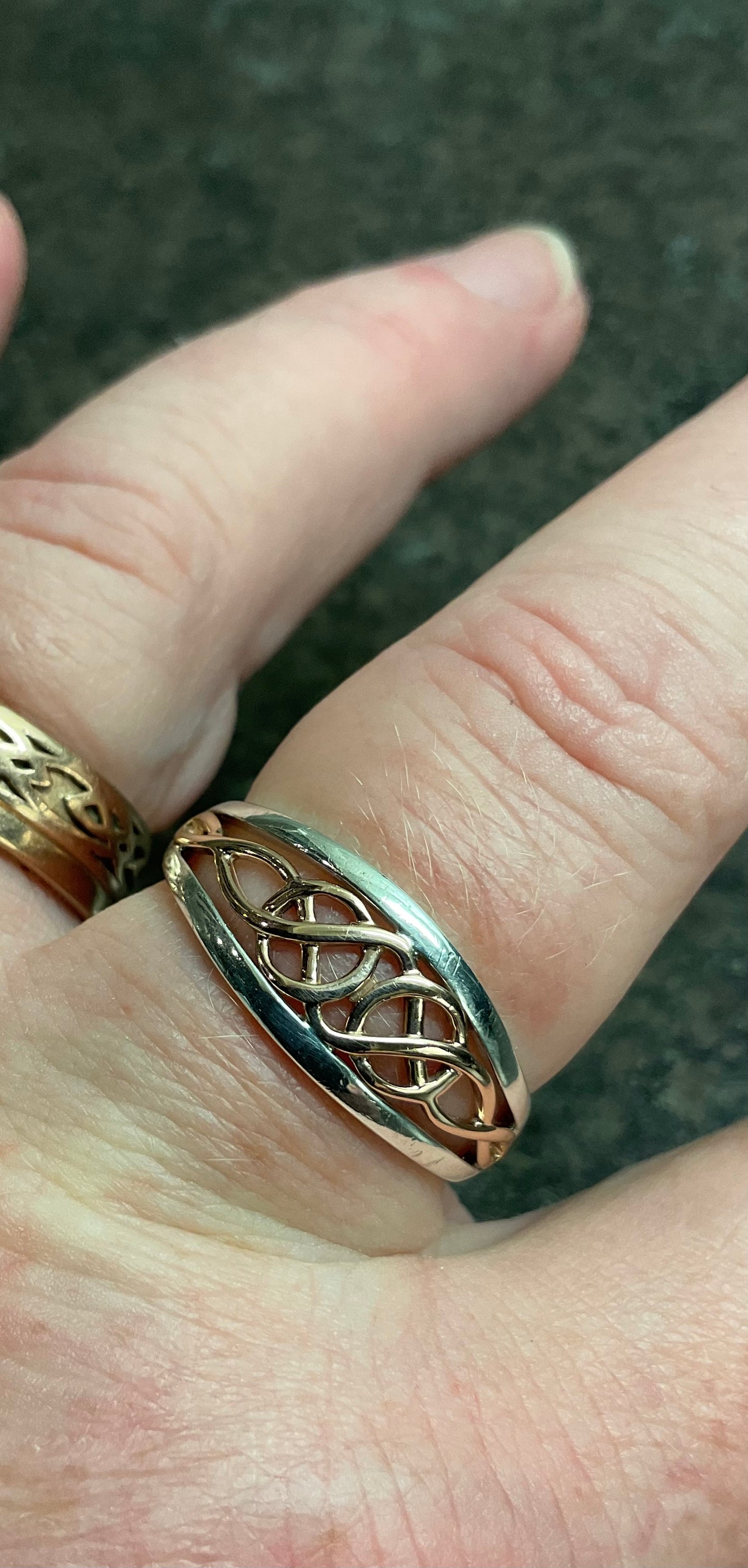 Clogau Welsh Royalty Celtic Knot ring size W in silver and rose gold RRP £250