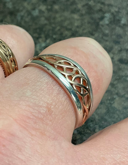 Clogau Welsh Royalty Celtic Knot ring size W in silver and rose gold RRP £250