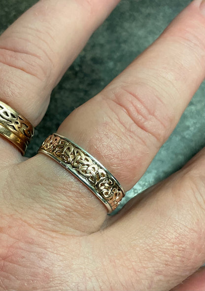 Unisex Clogau Celtic Trinity Knot narrow band ring size V1/2-W in silver and rose gold