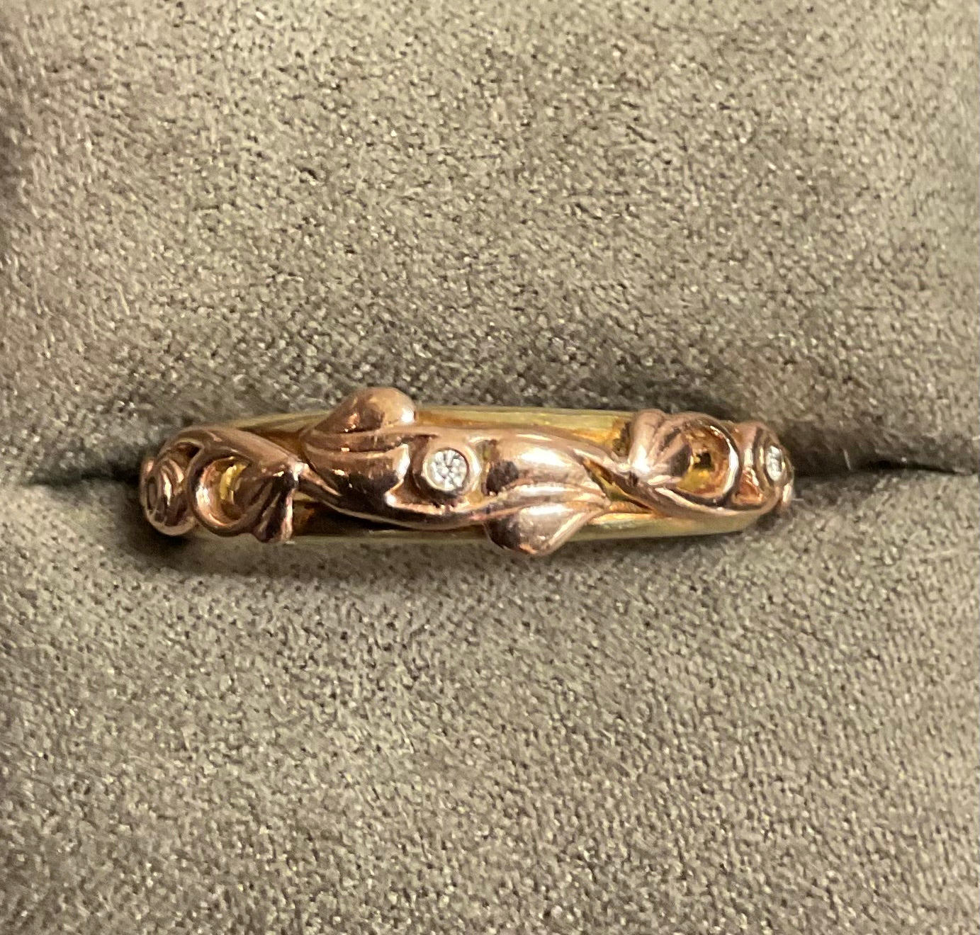 Clogau Tree of Life 3 Diamond ring size T in yellow and rose gold 3.52g