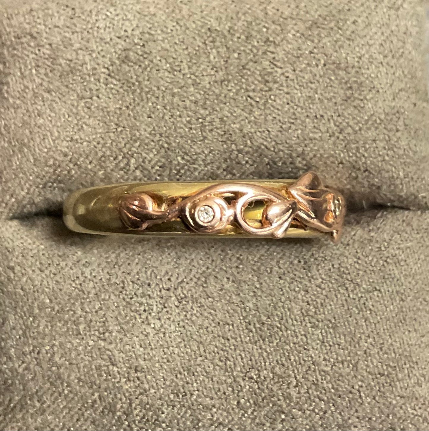 Clogau Tree of Life 3 Diamond ring size T in yellow and rose gold 3.52g