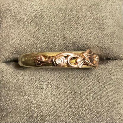 Clogau Tree of Life 3 Diamond ring size T in yellow and rose gold 3.52g