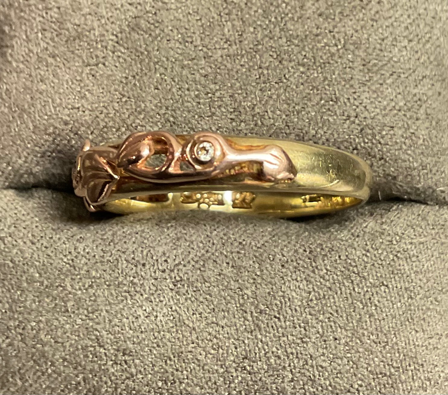 Clogau Tree of Life 3 Diamond ring size T in yellow and rose gold 3.52g