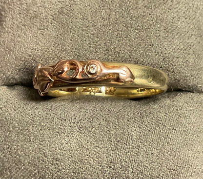 Clogau Tree of Life 3 Diamond ring size T in yellow and rose gold 3.52g