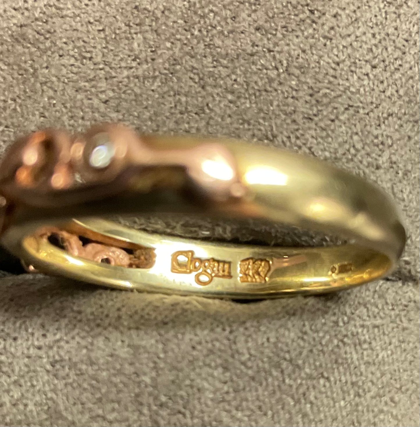 Clogau Tree of Life 3 Diamond ring size T in yellow and rose gold 3.52g
